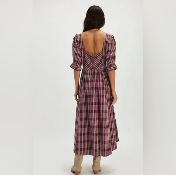Free People Pink and Brown Plaid Midi Dress - Picture 2 of 7